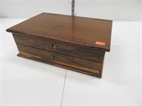 Old Wooden cigar box with keys, 10 1/2" x 7" x 3