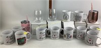 Glasses with sayings, mugs with sayings including