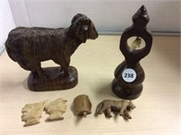 6 small wood carvings