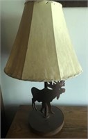 Wrought Iron Moose Lamp With Tanned Hide Shade