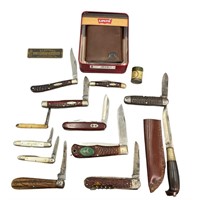 Collection Of Vintage Pocket Knives, Wallet