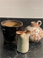 3 PIECES OF HAND MADE POTTERY