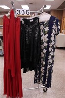 3 Dresses1 Floral & 1 Black SZ M ~ 1 Red SZ 12