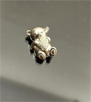 Sterling silver Teddy Bear with heart brooch pin