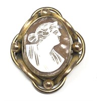 Victorian Cameo Shell Brooch Gold Filled