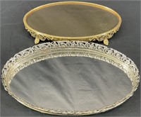 Pair Mirrored Oval Trays