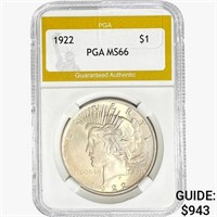 1922 Silver Peace Dollar PGA MS66