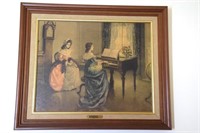 2 Framed prints- Woman Playing Piano