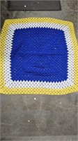 Royal Blue, White & Yellow Baby Afghan