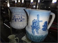 2 Blue Salt Glaze Pitchers