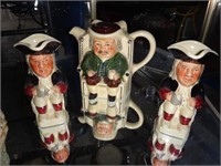 Pair Tony Wood Character Jug & Double Faced Staffo