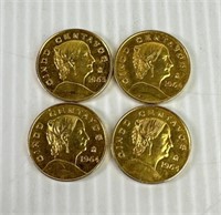 4 Mexico Cinco Centavos Coins Brass
