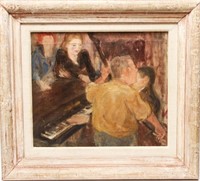 Jazz Painting, Illegibly Signed, Oil on Canvas