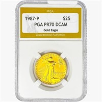 1987 $25 1/2oz Gold Eagle PGA PR70 DCAM