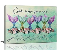 Mermaid Tail Wall Art “God Says you Are”, SEE INFO
