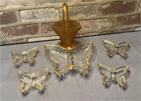 (6 PCS) GLASSWARE - 5 PC BUTTERFLY TRINKET DISHES,