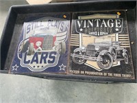 2 hot rod metal signs