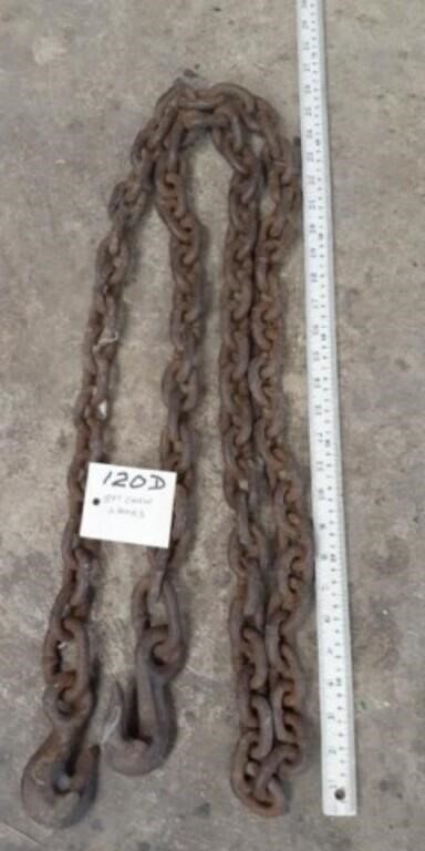 8' LONG 3/8' CHAIN, HOOKS ON BOTH ENDS