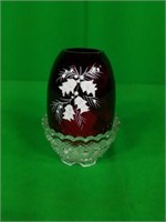 Fenton Handpainted Red Candle Holder