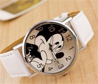 Thinking Mickey Mouse White Quartz Unisex Watch