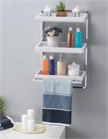 3 TIER BATHROOM SHELF WITH TOWEL BAR