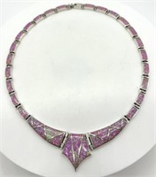 Sterling Silver Pink Fire Opal Necklace