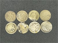 8 - half dime silver coins