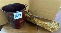 Leather Trash Can, Birchbark Canoe-Sample Size