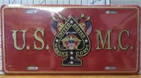 Usmc USA made license plate tag