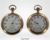 Two Antique Elgin Pocket Watches in GF Cases