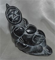 Early Inuit Soapstone Carving - Signed & Label