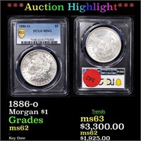 1886-o Morgan Dollar $1 Graded ms62 By PCGS