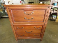 5 Drawer Pecan Finish High Chest