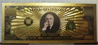 24k gold-plated banknote Warren g. Harding