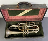 Antique Bugle With Case