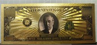24k gold-plated banknote Woodrow Wilson