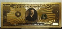 24k gold-plated banknote Calvin Coolidge