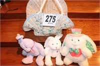(3) Stuffed Bunny's And A Basket (Rm 7)