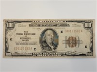 1929 $100 Reserve Bank Note FR-1890E