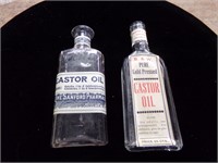2-Antique caster oil bottles
