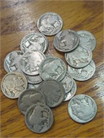 20 Buffalo nickels with no dates