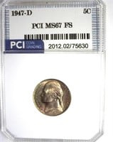 1947-D Nickel MS67 FS LISTS $475