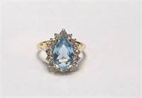 Gold Over Sterling Pear Shaped Blue Topaz Ring 8