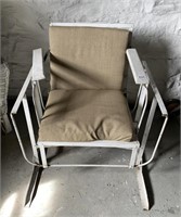 VINTAGE GLIDER CHAIR WITH BEIGE CUSHION