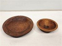 2 Primitive Wooden Bowls