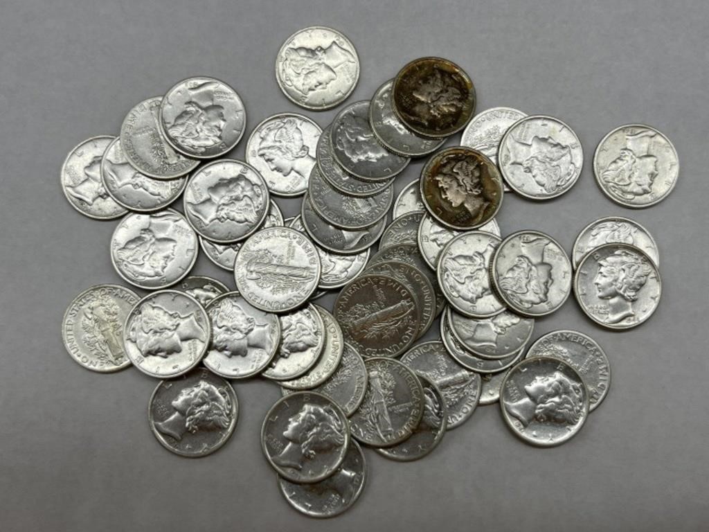 $5.00 Mercury Silver Dimes Good Full Dates