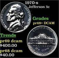 Proof 1970-s Jefferson Nickel 5c Grades GEM++ Proo