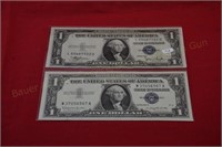 Nice unc One Dollar Silver Cert Notes 1935,1957