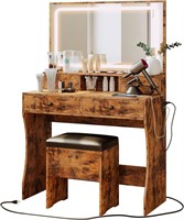 IRONCK Vanity Desk Set with Mirror & Bench