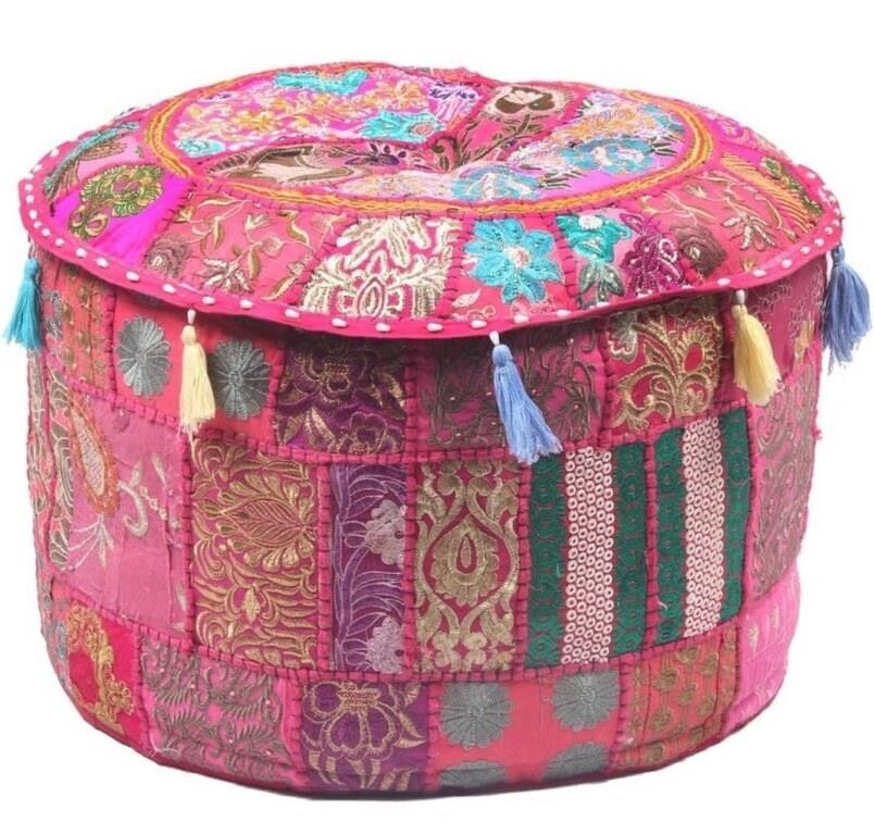 new' Jaipur Textile Hub Indian Ottoman Pouf Cover